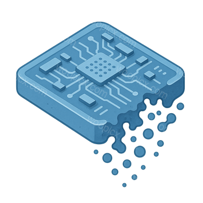 3D Icon of Dissolving Electronics with Isometric Perspective