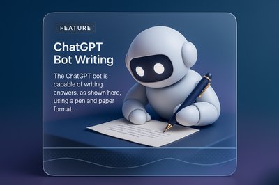 ChatGPT Bot Writing Answers with Pen on Paper