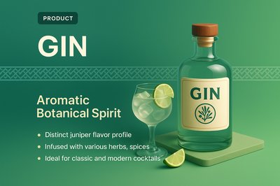 3D Gin Product Landing Page with Features