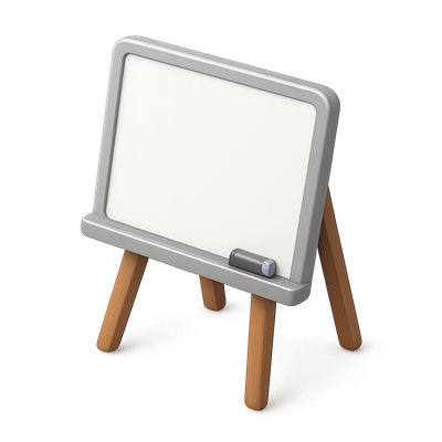 Stylish 3D Whiteboard Icon with Transparent Background