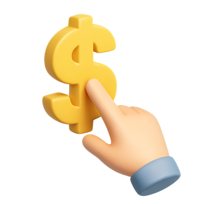 3D Dollar Icon with Hand Interaction