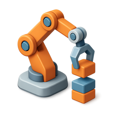 3D Robotic Arm Icon Manipulating Objects