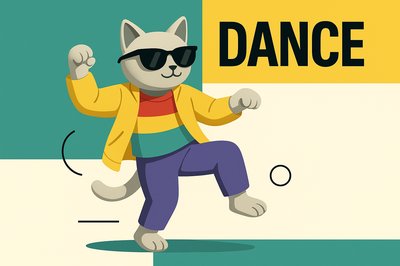 Colorful Cat Dancing in Sunglasses