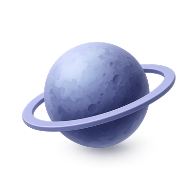 Stylized 3D Planet Icon with Ring