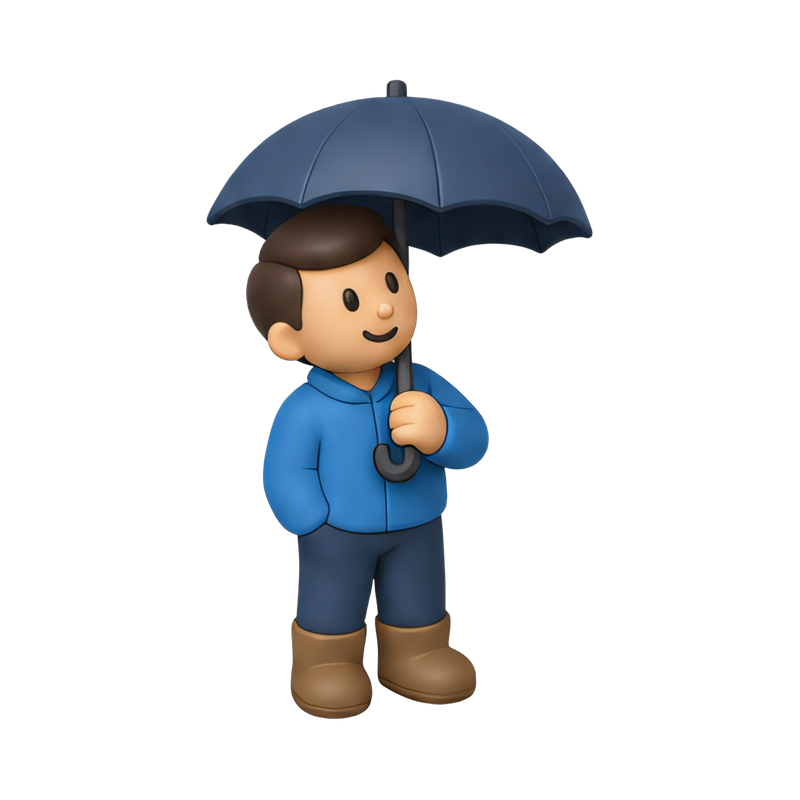 person with umbrella in rain