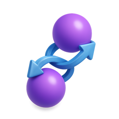 3D Quantum Entanglement Icon with Isometric Design