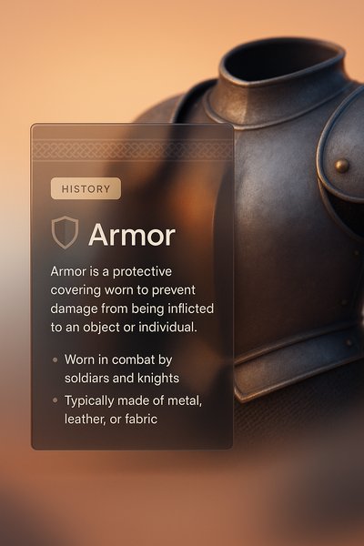 3D Illustration of Armor with Integrated Text Block