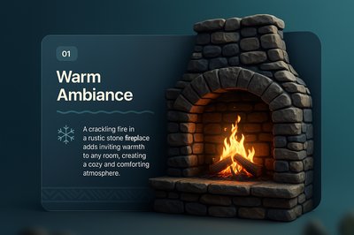 Cozy Stone Fireplace with Warm Ambiance