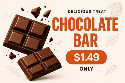 Dynamic Chocolate Bar Advertisement with Bold Typography