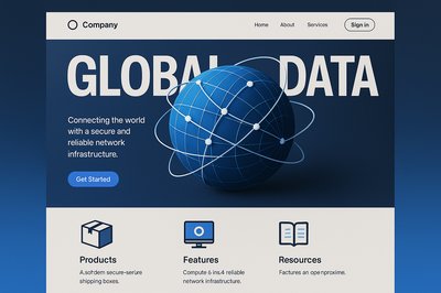 Modern Landing Page Design for Global Data Network