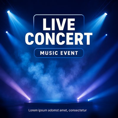 Dynamic Live Concert Event Banner with Stage Lighting