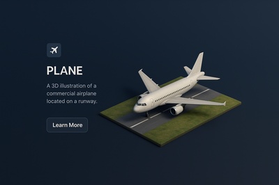 3D Illustration of a Commercial Airplane on a Runway