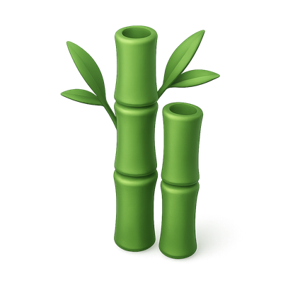 Stylized 3D Bamboo Icon with Volumetric Detail