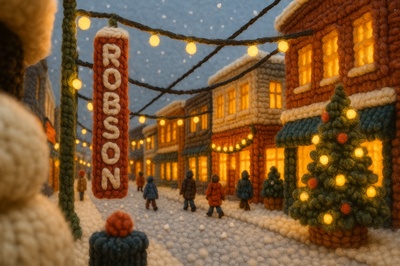 Charming Winter Scene on Robson Street in Vancouver