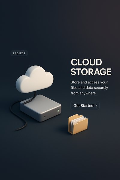 Realistic 3D Cloud Storage Scene with Dark Background