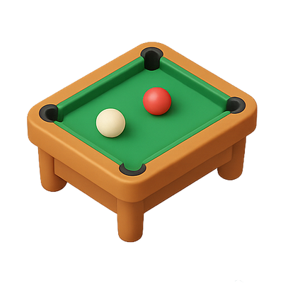 3D Render of a Miniature Pool Table with Balls