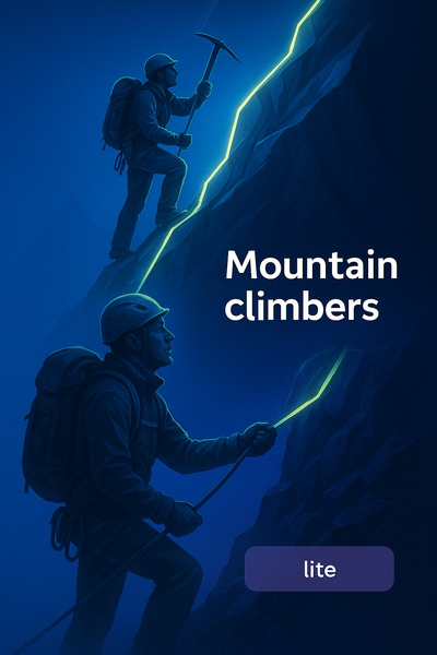 Dynamic Mountain Climbers Scene with Neon Accents