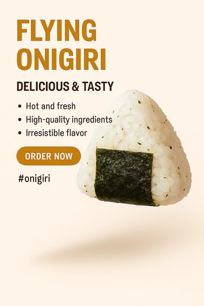 Promotional Graphic for Onigiri with Fresh Ingredients