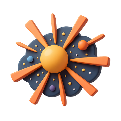 Colorful 3D Big Bang Icon with Volumetric Effect