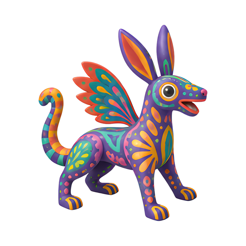 vibrant painted alebrije creature
