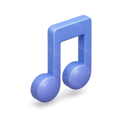 Stylish 3D Musical Note Icon in Blue