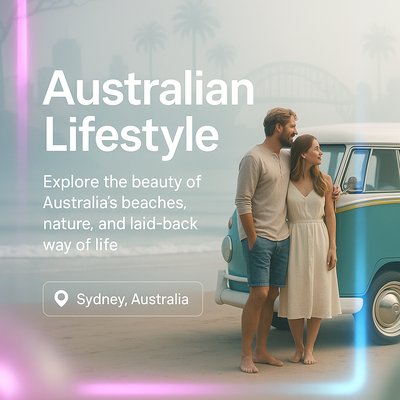 Promotional Image Showcasing Australian Lifestyle and Scenic Beauty