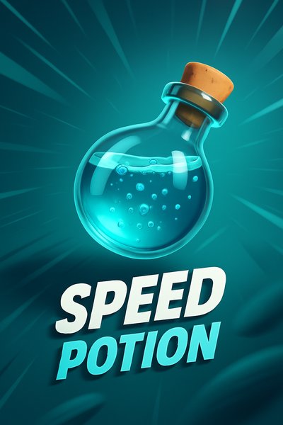 Dynamic Speed Potion Illustration with Bold Typography