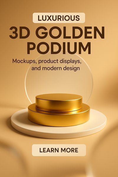Luxurious 3D Golden Podium for Product Displays and Mockups