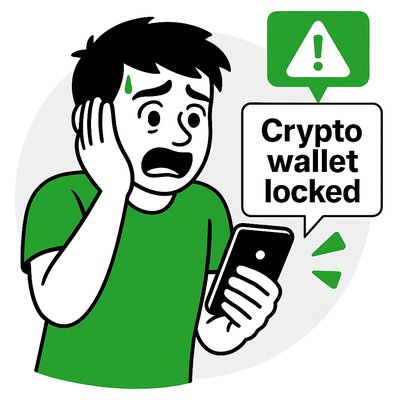 Illustration of a Concerned User Facing Crypto Wallet Issues