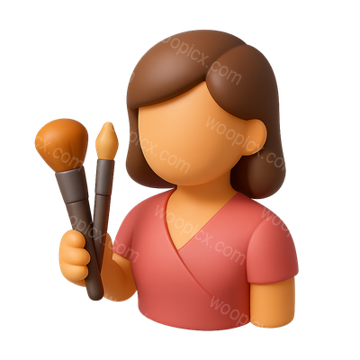 3D Icon of a Makeup Artist Holding Brushes