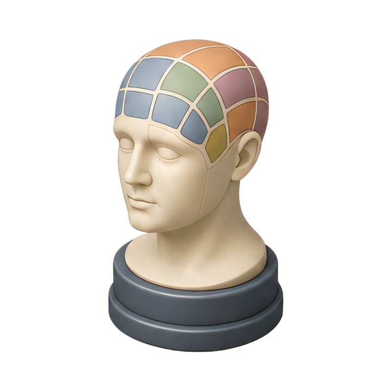 Phrenology head diagram