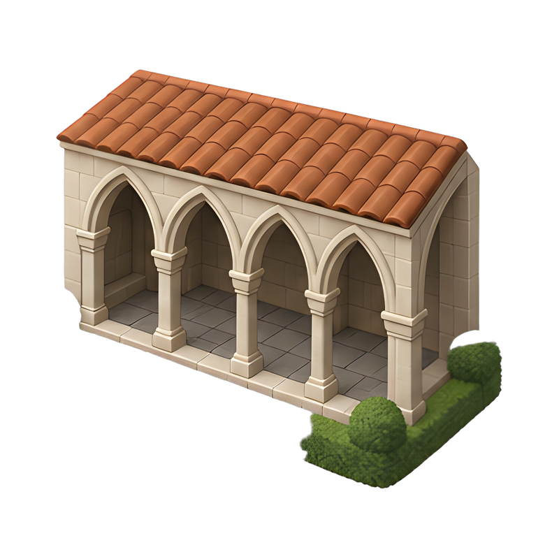 serene cloister walkway