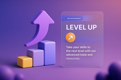 3D Web Design with Level Up Concept Illustration