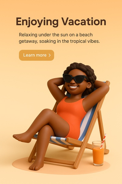 Joyful Woman Relaxing on a Tropical Beach Chair