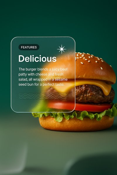 Delicious 3D Beef Burger with Cheese and Salad