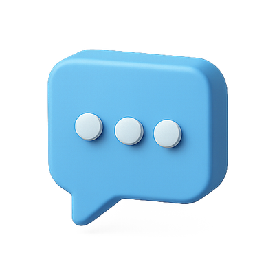 3D Blue Chat Bubble Icon with Dots