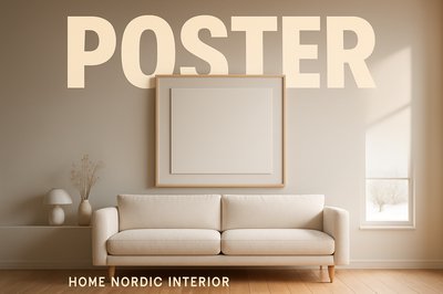 Elegant Minimalist Nordic Living Room Poster Design