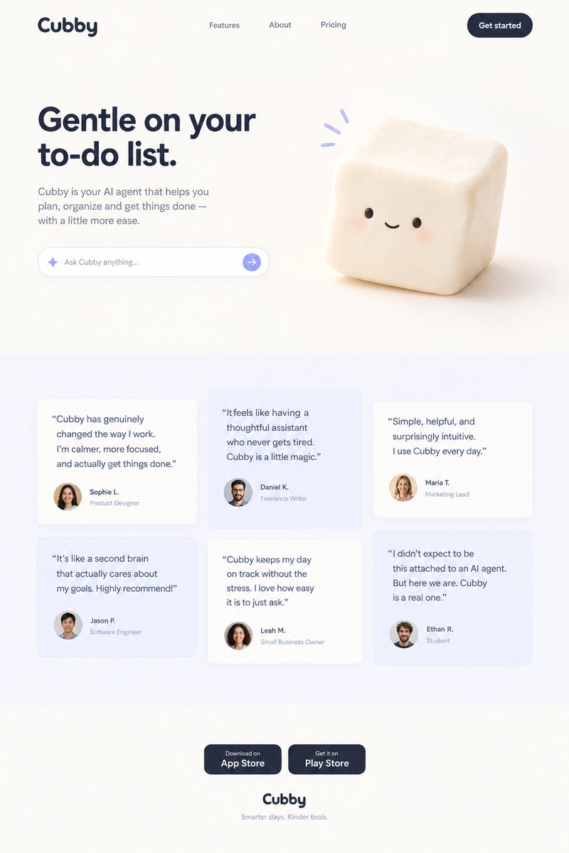 AI agent landing page design