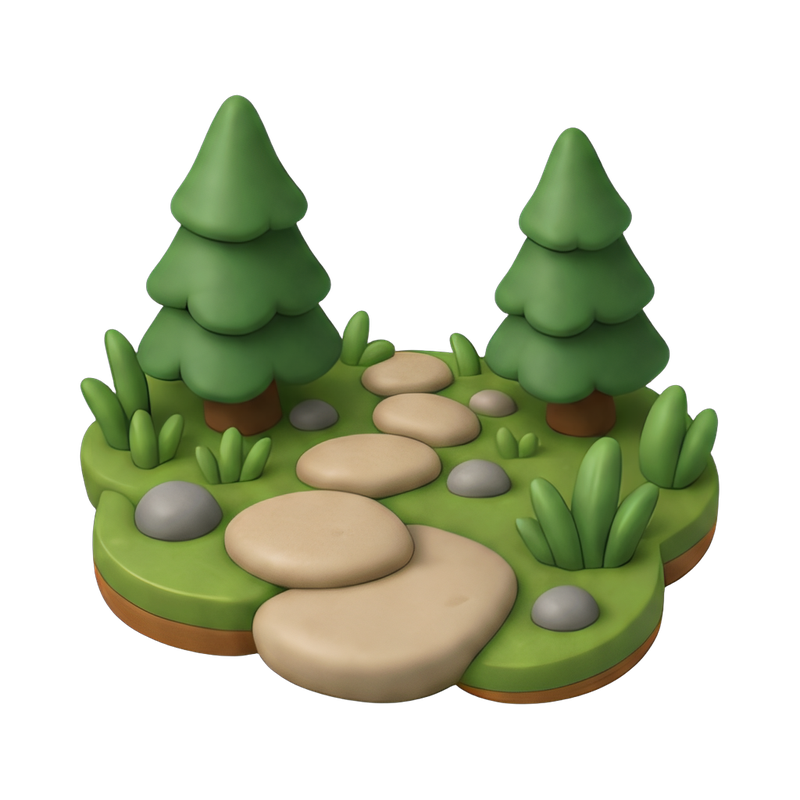 tranquil forest path with stones