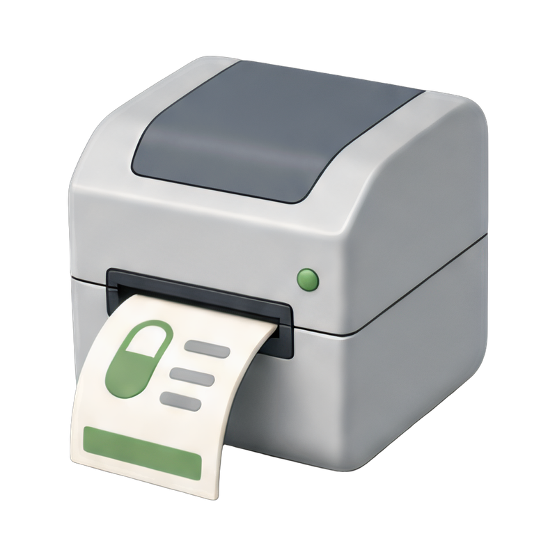 Compact medication label printer