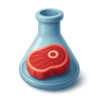 3D Icon of Lab-Grown Meat in a Flask