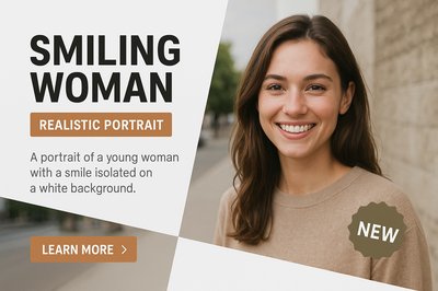 Portrait of a Beautiful Young Woman Smiling on White Background
