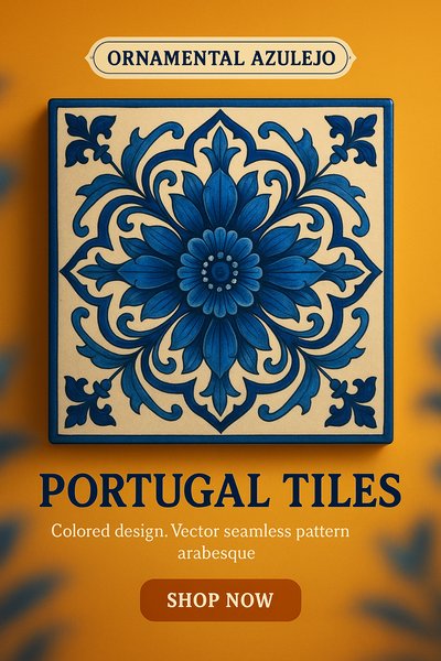 Beautiful Ornamental Azulejo Tile Design Featuring Portugal Tiles