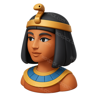Stylized 3D Icon of Cleopatra with Isometric Design