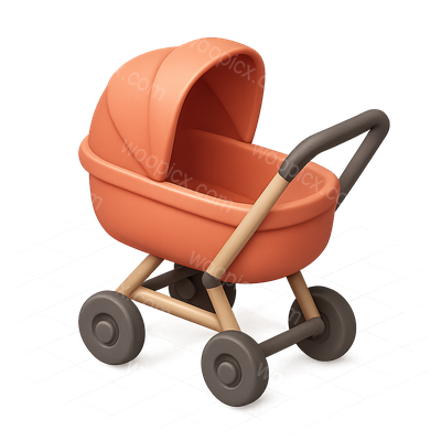Stylish 3D Baby Stroller Icon Design for Modern Parents