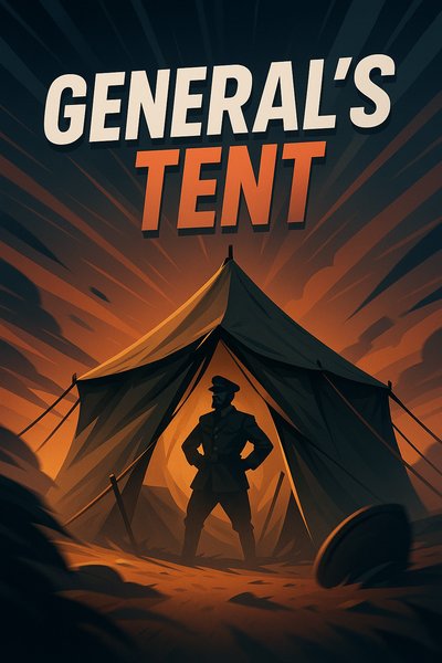 Dynamic Illustration of a General's Tent in Bold Colors