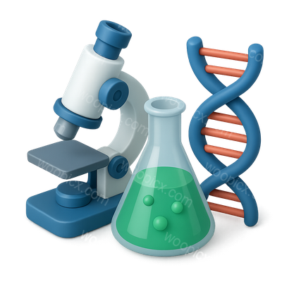 3D Icon of a Synthetic Biology Lab with Microscopes and DNA