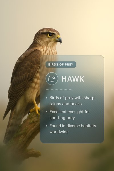 Stunning 3D Illustration of a Hawk with Informative Overlay