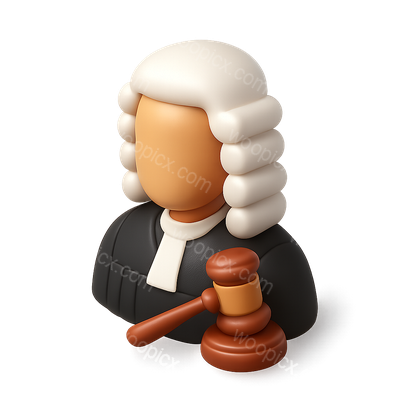 Stylized 3D Judge Icon in Isometric View