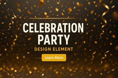Festive Celebration Party Graphic with Confetti
